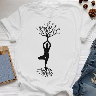 Olivenorma Verwurzelte Yoga-Baum-Pose T-Shirt