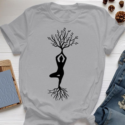 Olivenorma Verwurzelte Yoga-Baum-Pose T-Shirt