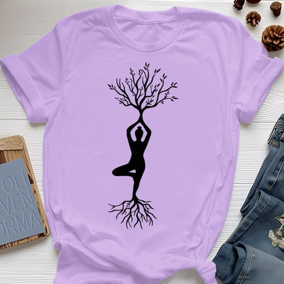 Olivenorma Verwurzelte Yoga-Baum-Pose T-Shirt