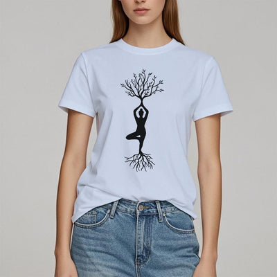 Olivenorma Verwurzelte Yoga-Baum-Pose T-Shirt