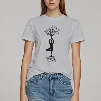 Olivenorma Verwurzelte Yoga-Baum-Pose T-Shirt