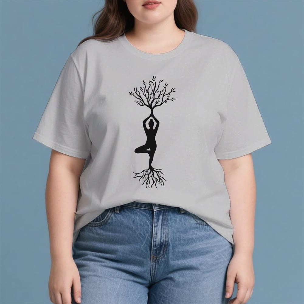 Olivenorma Verwurzelte Yoga-Baum-Pose T-Shirt