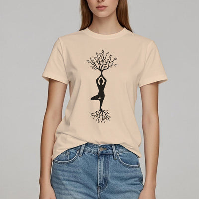 Olivenorma Verwurzelte Yoga-Baum-Pose T-Shirt
