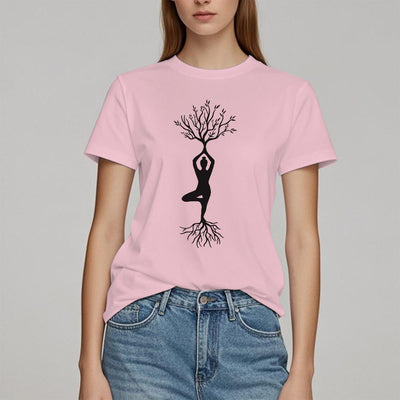 Olivenorma Verwurzelte Yoga-Baum-Pose T-Shirt