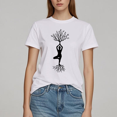Olivenorma Verwurzelte Yoga-Baum-Pose T-Shirt