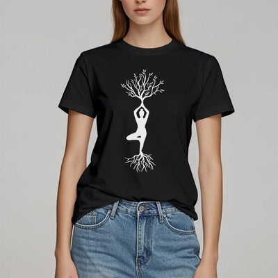 Olivenorma Verwurzelte Yoga-Baum-Pose T-Shirt