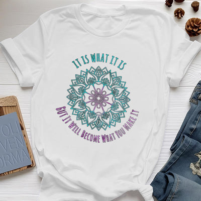 Olivenorma "Es ist, was es ist Tee" Mandala Zitat T-Shirt