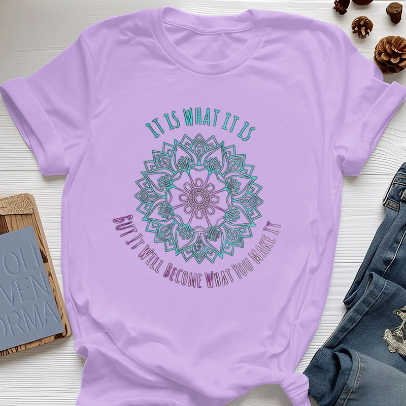 Olivenorma "Es ist, was es ist Tee" Mandala Zitat T-Shirt