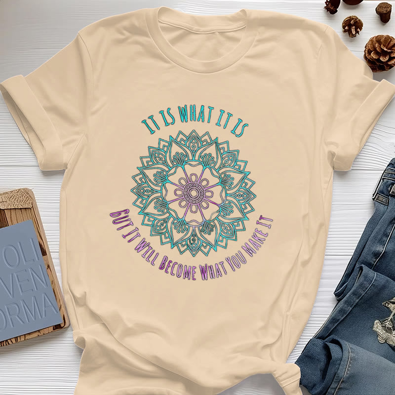 Olivenorma "Es ist, was es ist Tee" Mandala Zitat T-Shirt