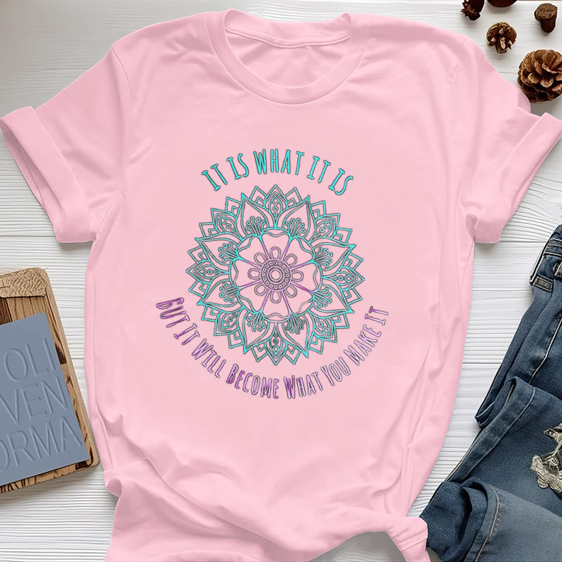 Olivenorma "Es ist, was es ist Tee" Mandala Zitat T-Shirt