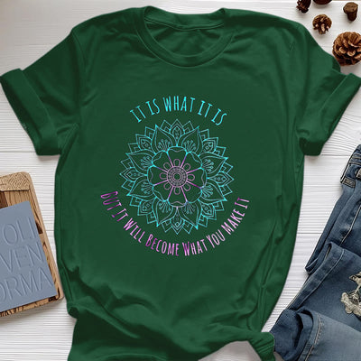 Olivenorma "Es ist, was es ist Tee" Mandala Zitat T-Shirt