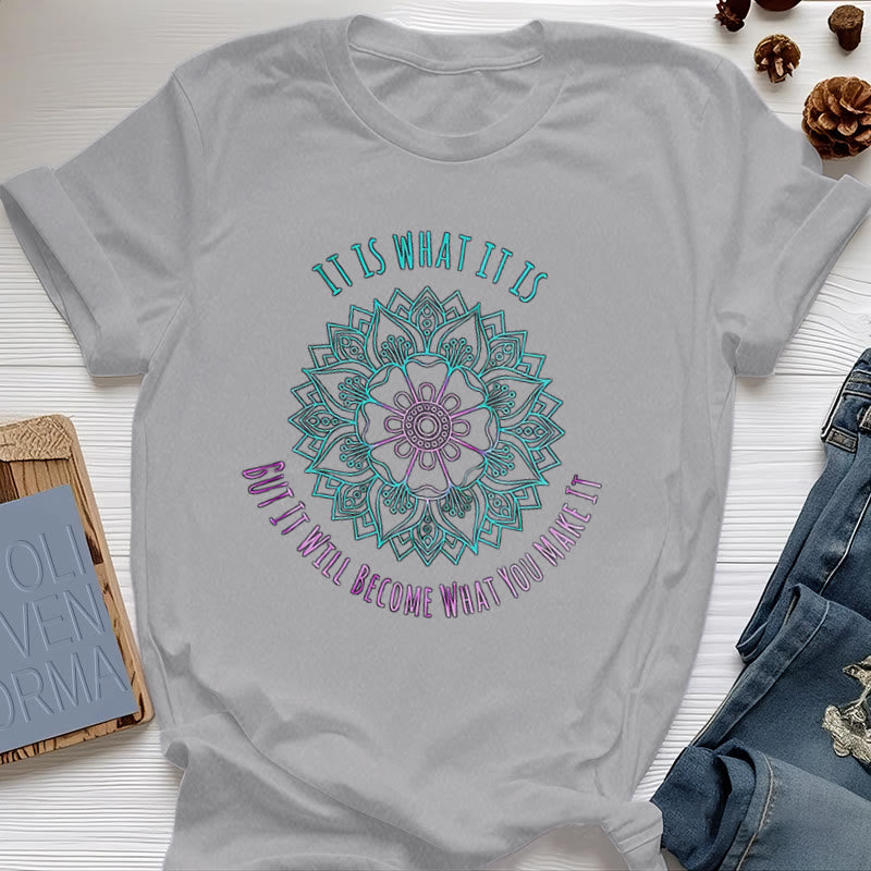 Olivenorma "Es ist, was es ist Tee" Mandala Zitat T-Shirt