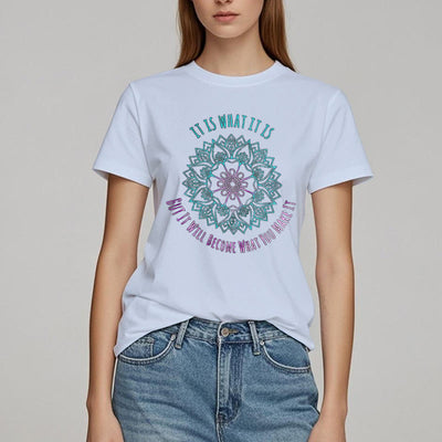 Olivenorma "Es ist, was es ist Tee" Mandala Zitat T-Shirt
