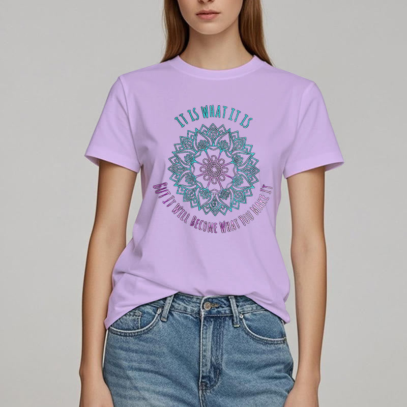 Olivenorma "Es ist, was es ist Tee" Mandala Zitat T-Shirt