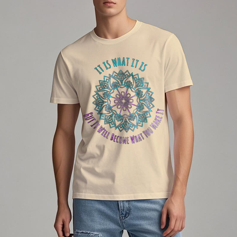 Olivenorma "Es ist, was es ist Tee" Mandala Zitat T-Shirt