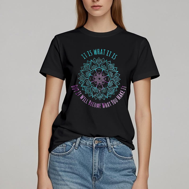 Olivenorma "Es ist, was es ist Tee" Mandala Zitat T-Shirt