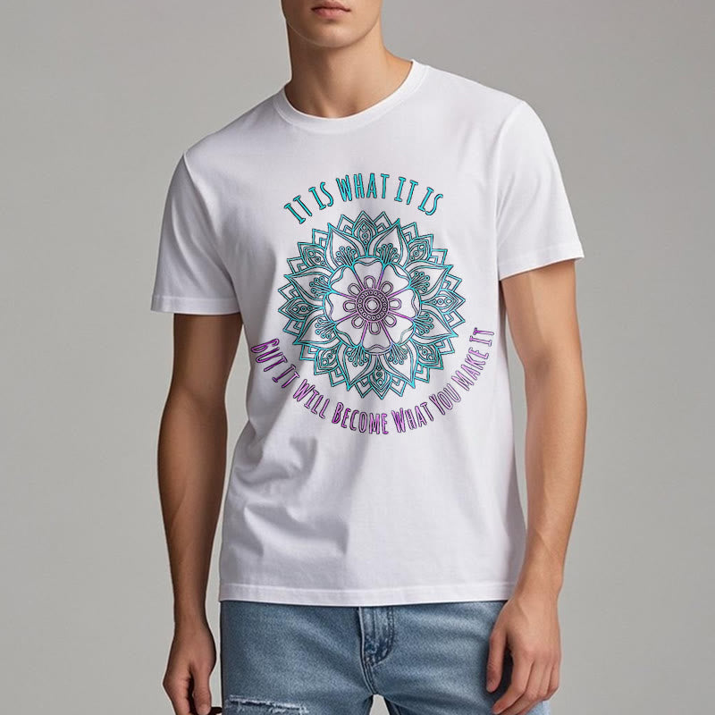 Olivenorma "Es ist, was es ist Tee" Mandala Zitat T-Shirt