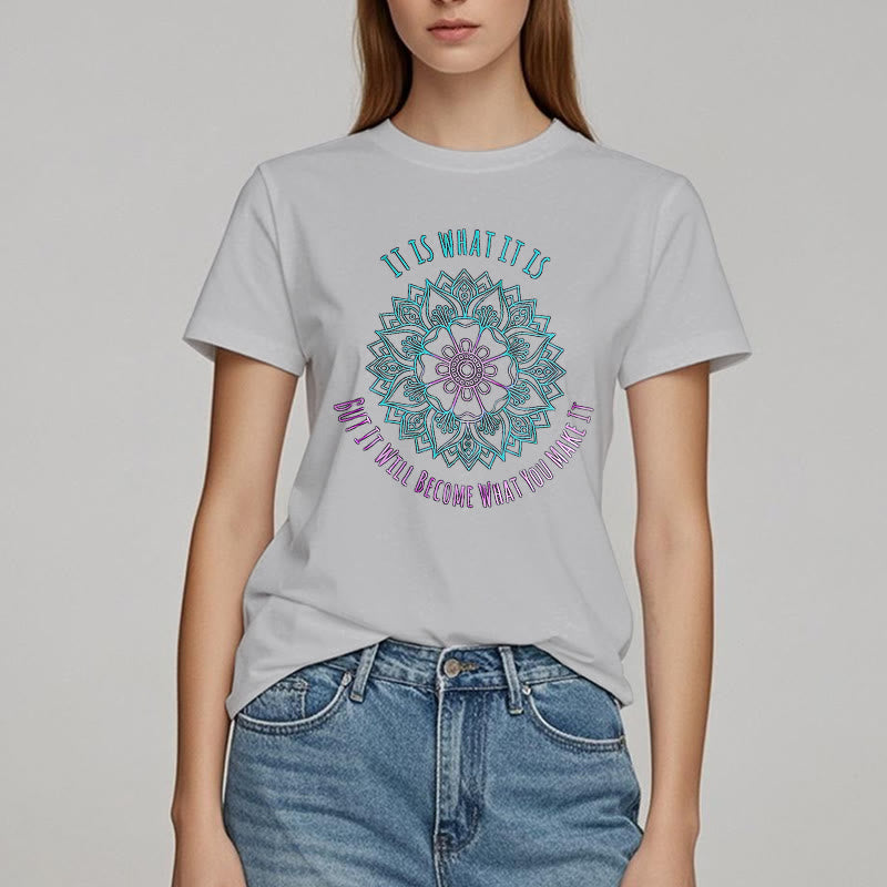 Olivenorma "Es ist, was es ist Tee" Mandala Zitat T-Shirt