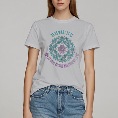 Olivenorma "Es ist, was es ist Tee" Mandala Zitat T-Shirt