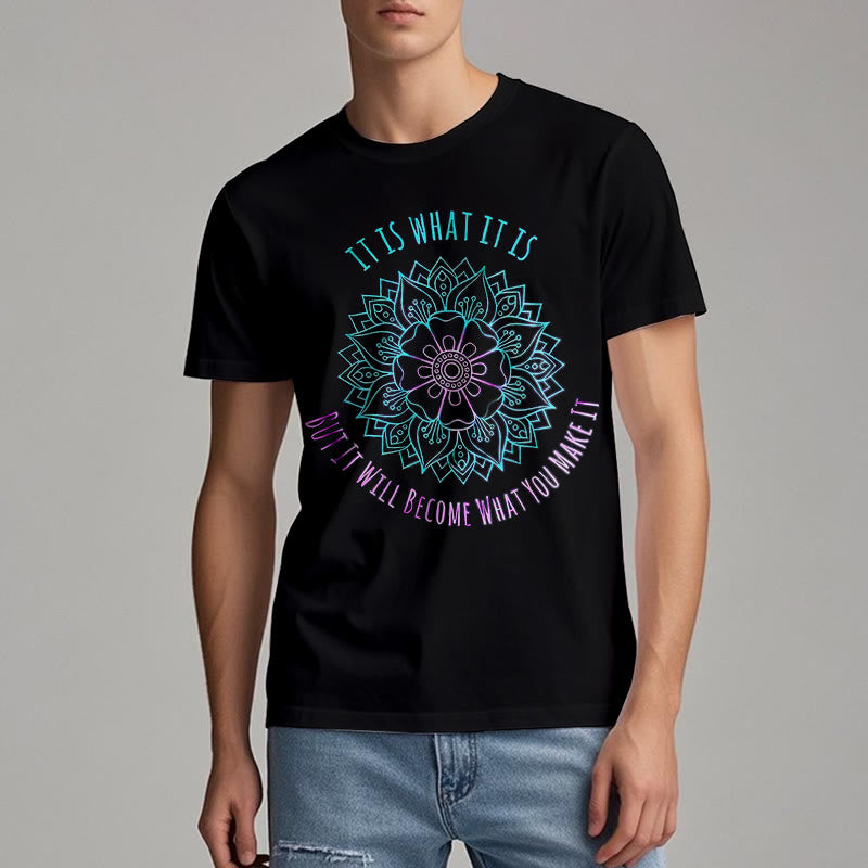 Olivenorma "Es ist, was es ist Tee" Mandala Zitat T-Shirt