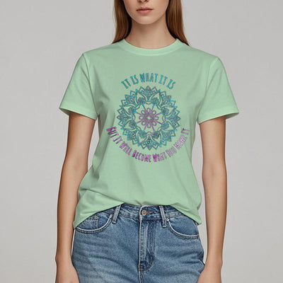 Olivenorma "Es ist, was es ist Tee" Mandala Zitat T-Shirt