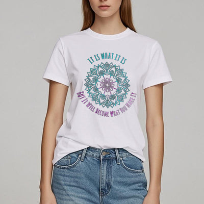 Olivenorma "Es ist, was es ist Tee" Mandala Zitat T-Shirt
