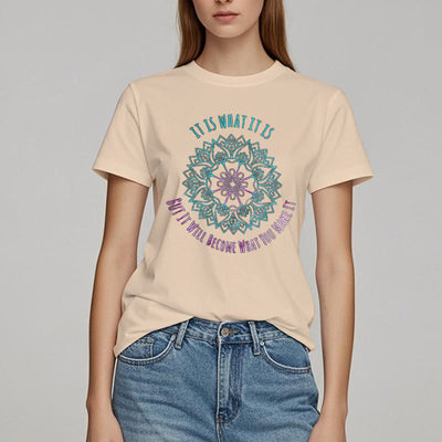 Olivenorma "Es ist, was es ist Tee" Mandala Zitat T-Shirt