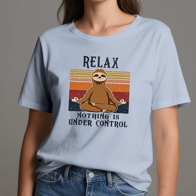 Olivenorma – Entspanntes Retro-Baumwoll-T-Shirt mit Faultier-Motiv