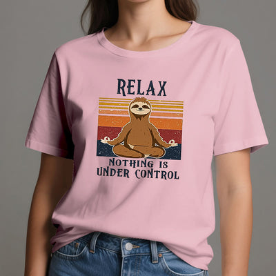 Olivenorma – Entspanntes Retro-Baumwoll-T-Shirt mit Faultier-Motiv