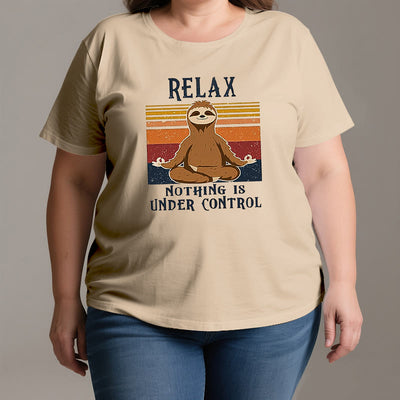 Olivenorma – Entspanntes Retro-Baumwoll-T-Shirt mit Faultier-Motiv
