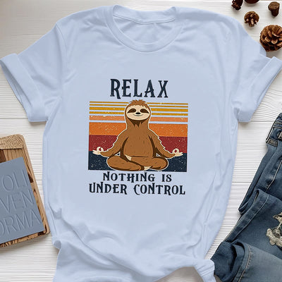 Olivenorma – Entspanntes Retro-Baumwoll-T-Shirt mit Faultier-Motiv