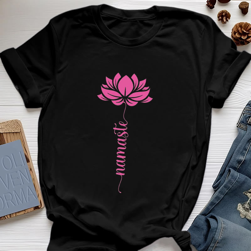 Olivenorma Namaste Lotus Yoga Baumwoll-T-Shirt