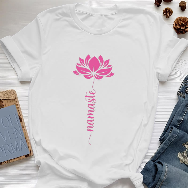 Olivenorma Namaste Lotus Yoga Baumwoll-T-Shirt