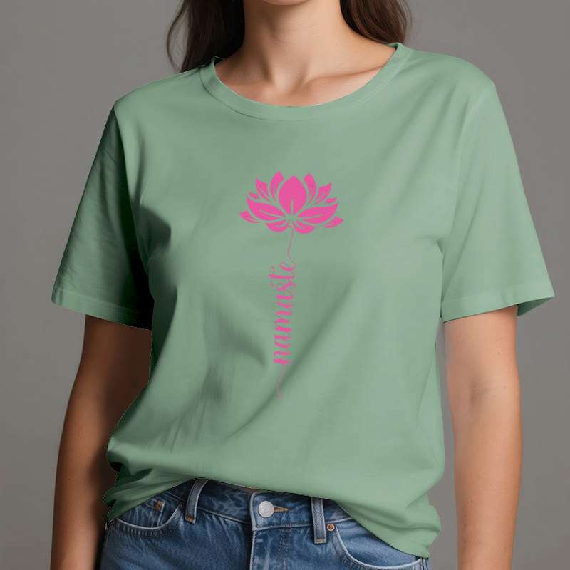 Olivenorma Namaste Lotus Yoga Baumwoll-T-Shirt