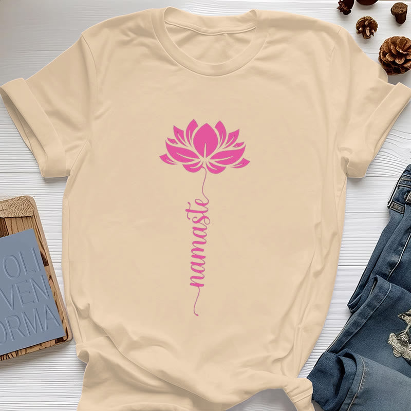 Olivenorma Namaste Lotus Yoga Baumwoll-T-Shirt