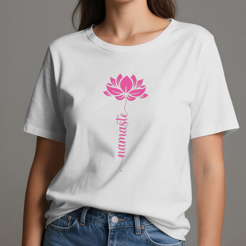 Olivenorma Namaste Lotus Yoga Baumwoll-T-Shirt