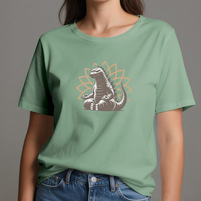 Olivenorma Lustiges Dinosaurier-Yoga-Meditations-T-Shirt