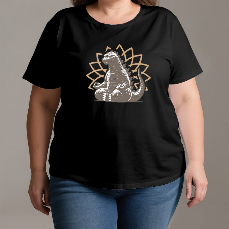 Olivenorma Lustiges Dinosaurier-Yoga-Meditations-T-Shirt
