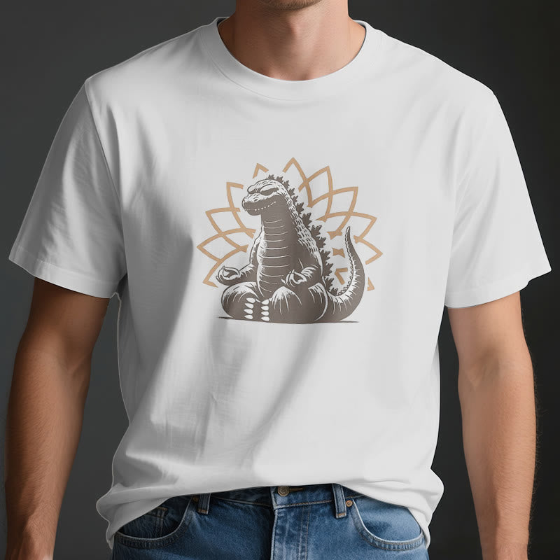 Olivenorma Lustiges Dinosaurier-Yoga-Meditations-T-Shirt