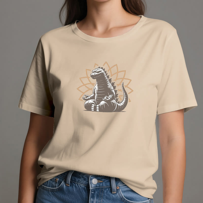 Olivenorma Lustiges Dinosaurier-Yoga-Meditations-T-Shirt