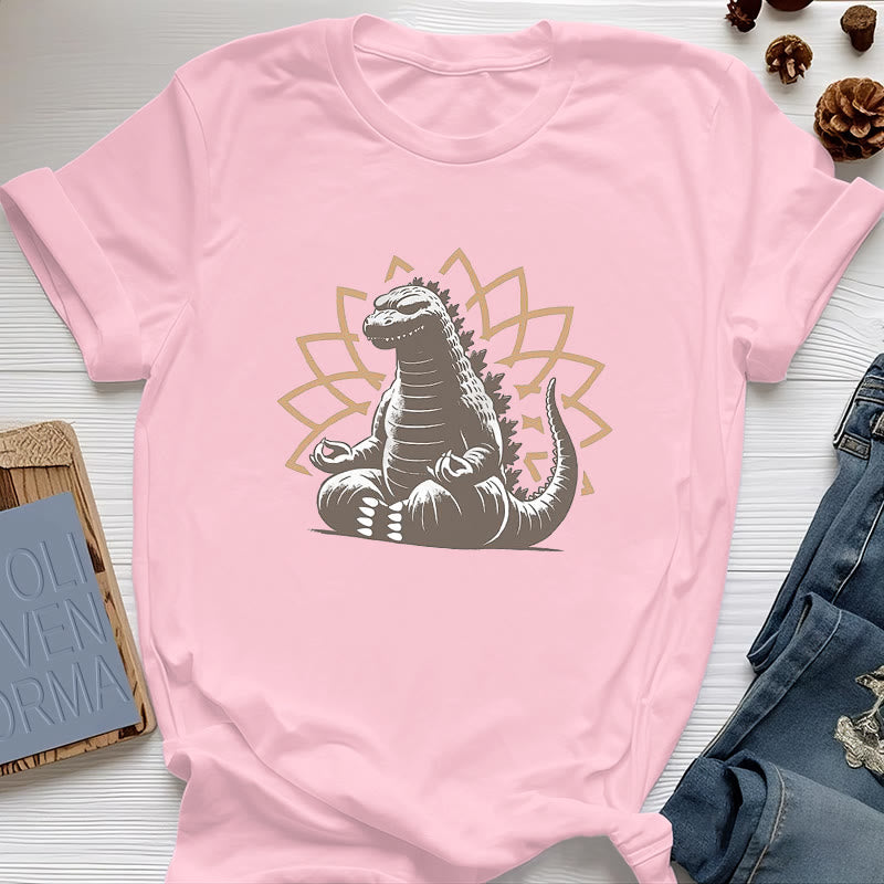 Olivenorma Lustiges Dinosaurier-Yoga-Meditations-T-Shirt