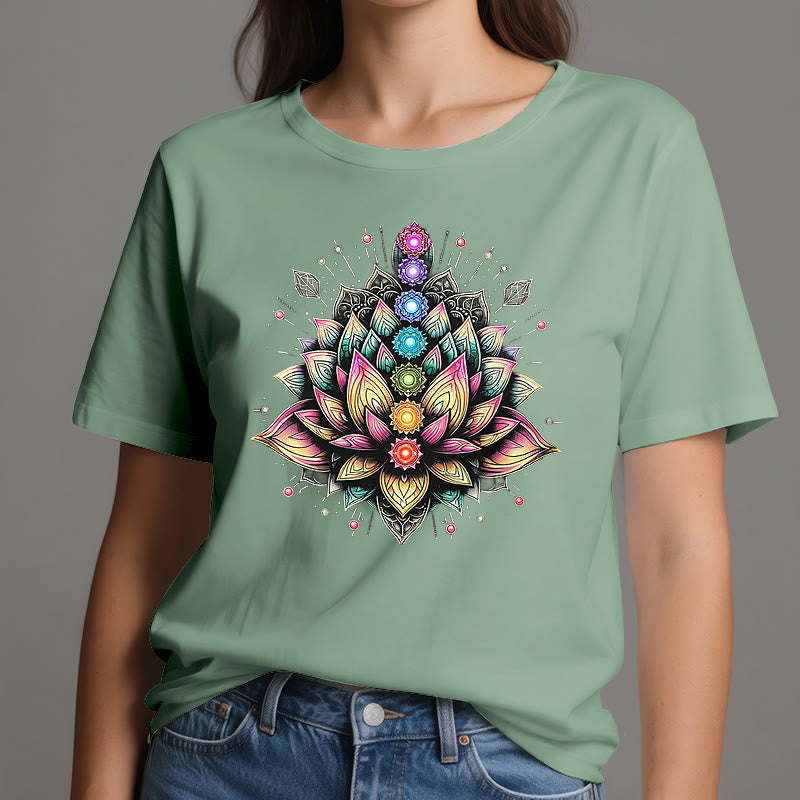 Olivenorma Chakra Lotusblume Yoga Meditation T-Shirt