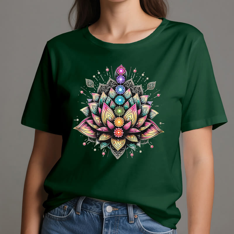 Olivenorma Chakra Lotusblume Yoga Meditation T-Shirt