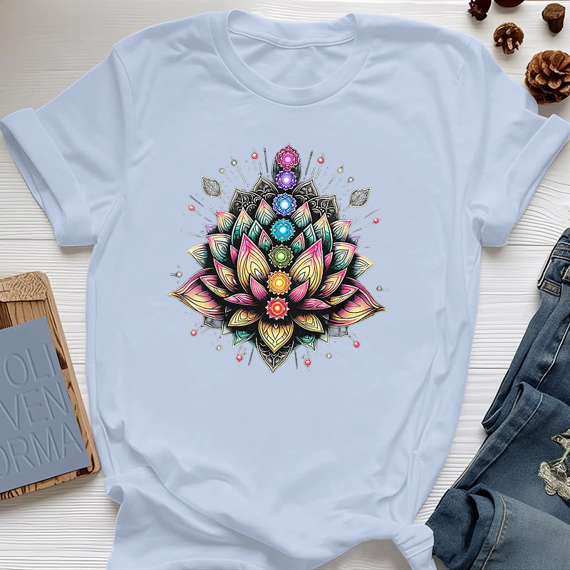 Olivenorma Chakra Lotusblume Yoga Meditation T-Shirt