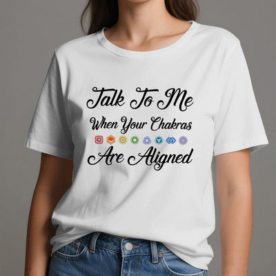 Olivenorma Yoga-T-Shirt „Sprich mit mir, wenn deine Chakren ausgerichtet sind“
