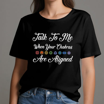 Olivenorma Yoga-T-Shirt „Sprich mit mir, wenn deine Chakren ausgerichtet sind“