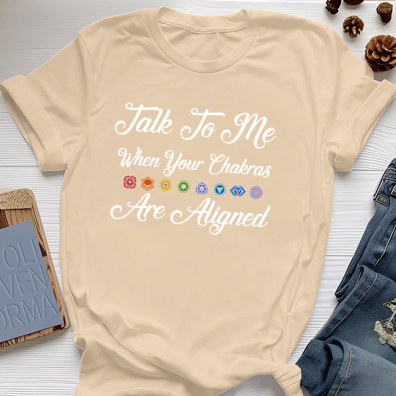 Olivenorma Yoga-T-Shirt „Sprich mit mir, wenn deine Chakren ausgerichtet sind“