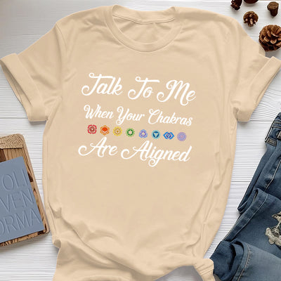 Olivenorma Yoga-T-Shirt „Sprich mit mir, wenn deine Chakren ausgerichtet sind“