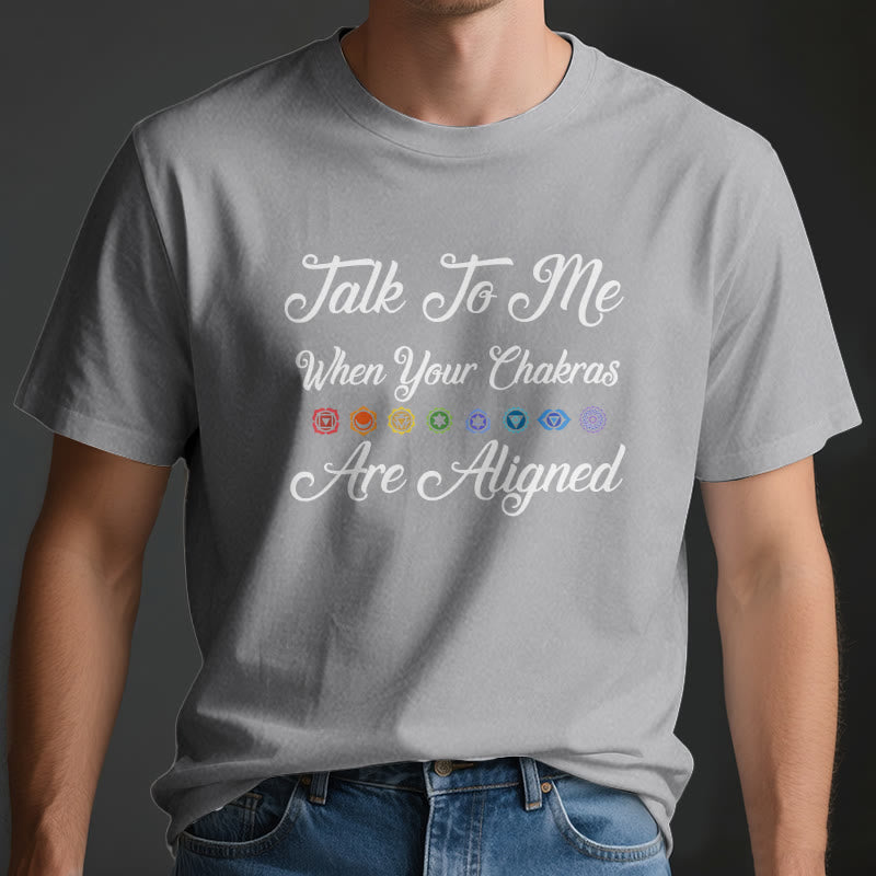 Olivenorma Yoga-T-Shirt „Sprich mit mir, wenn deine Chakren ausgerichtet sind“