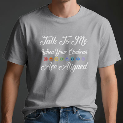 Olivenorma Yoga-T-Shirt „Sprich mit mir, wenn deine Chakren ausgerichtet sind“